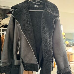 Zara Women's Black Teddy Jacket